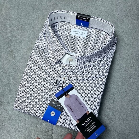 Infinity Linearflex Men's L Textured 4-Way Stretch Button-Up Shirt Pattern L1306 - Picture 2 of 7